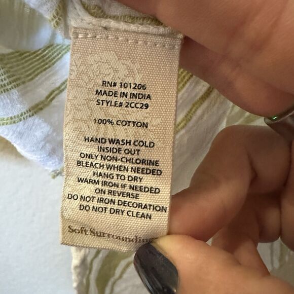 Soft Surroundings Elisha Gauze Tunic Blouse Beaded Collar Medium - Picture 7 of 7